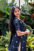 Riya Black Raw Silk Kurti Set