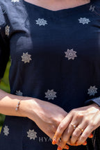 Riya Black Raw Silk Kurti Set