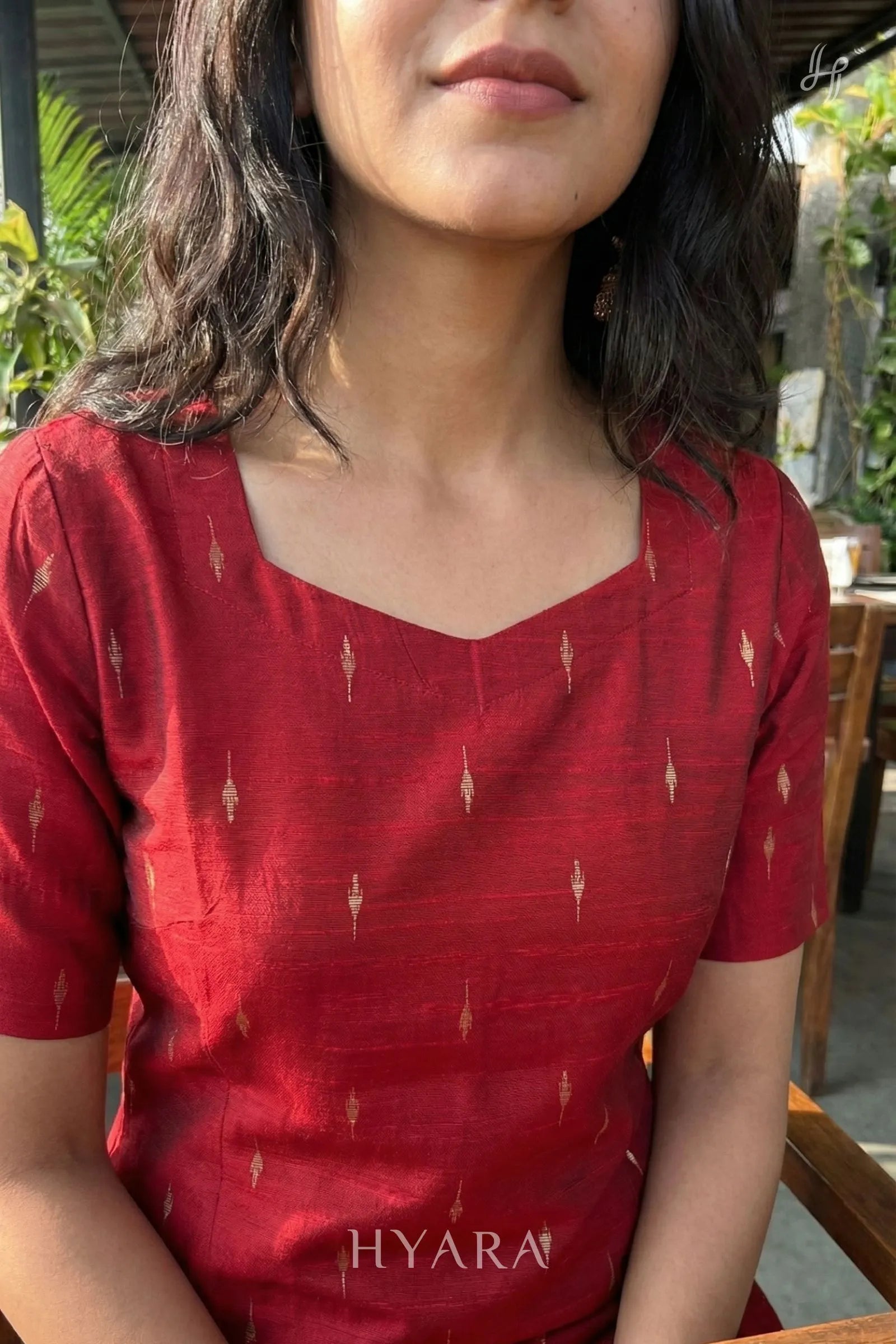 Ruby Red Raw Silk Kurti Set