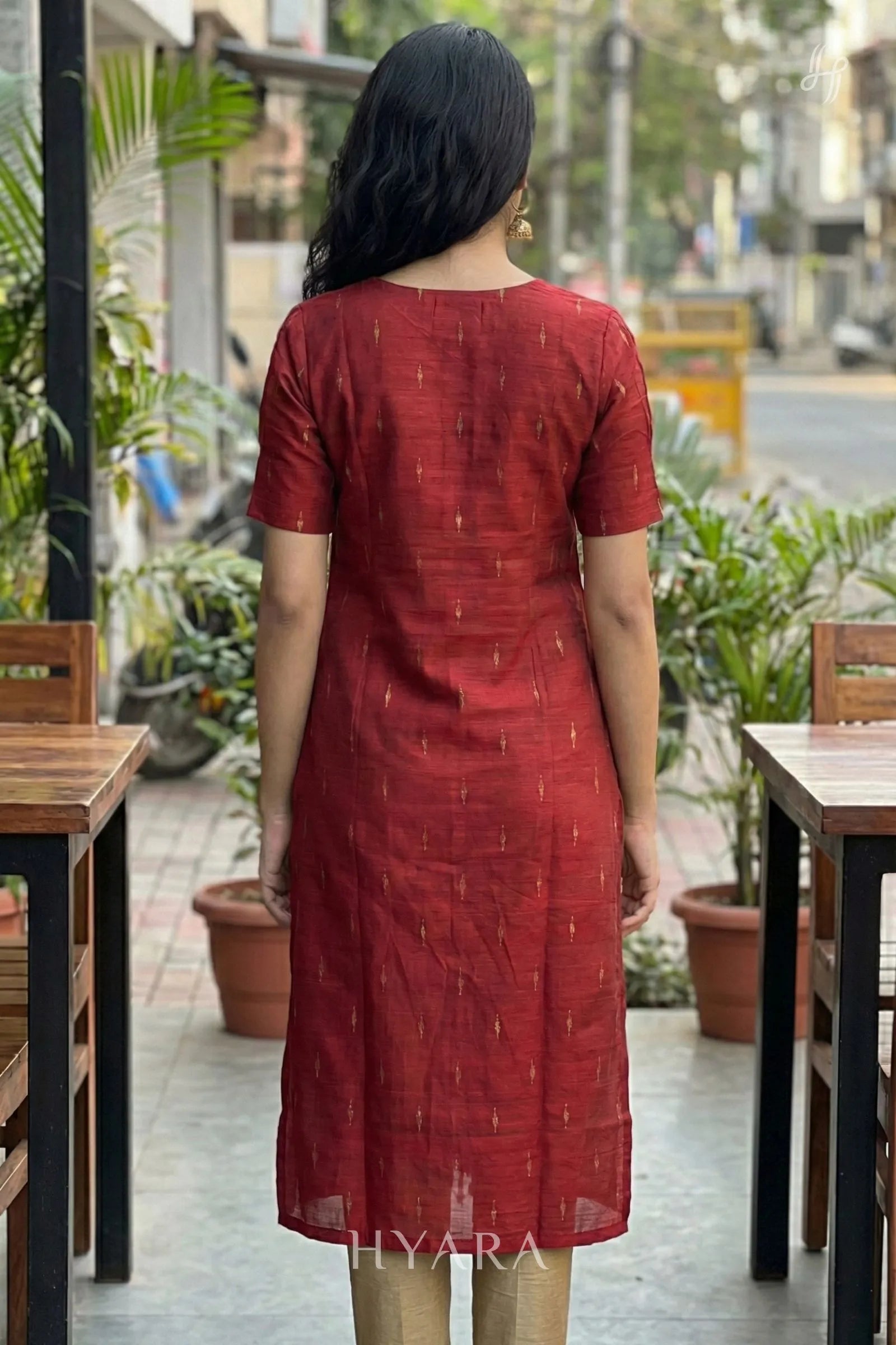 Ruby Red Raw Silk Kurti Set