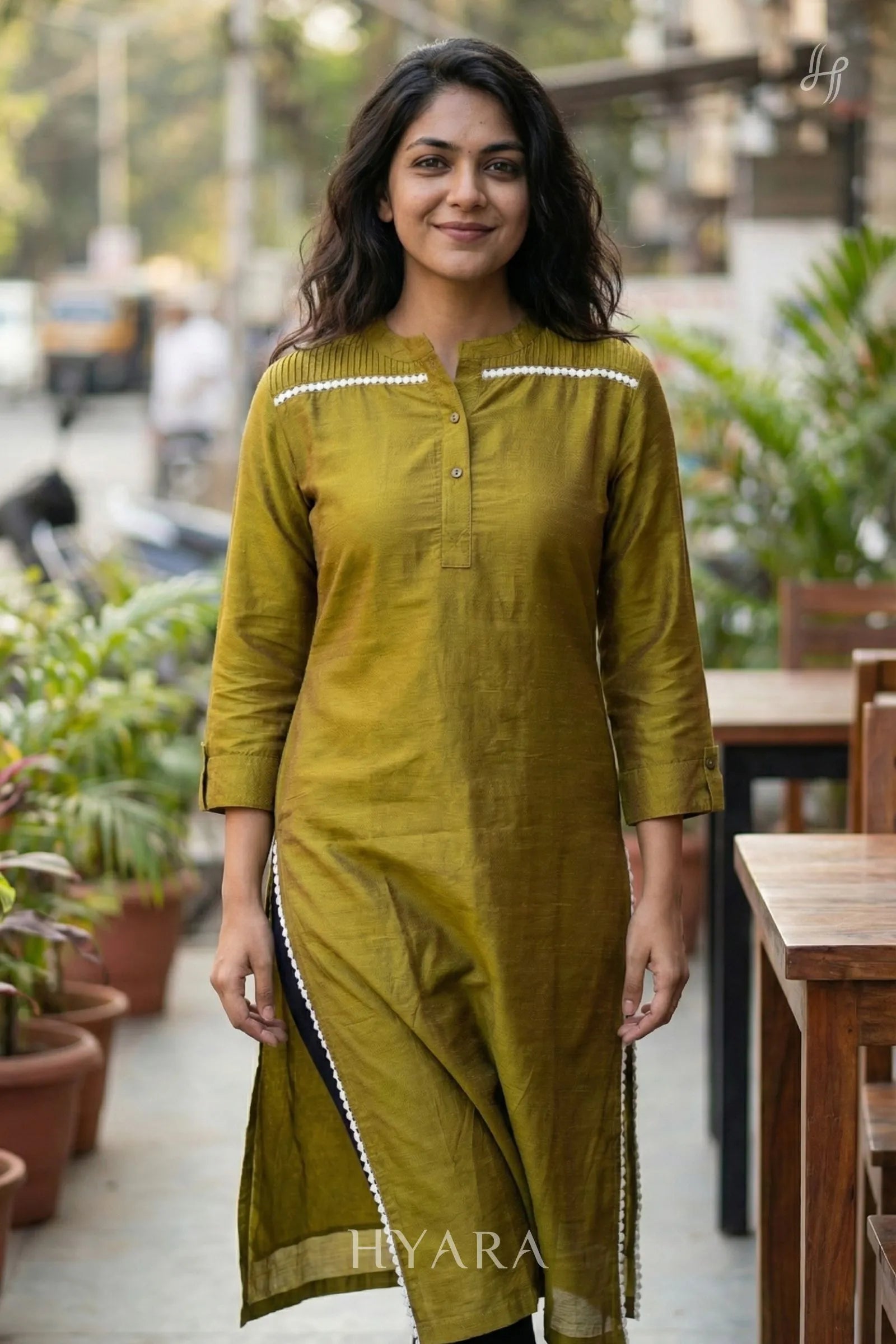 Tara Olive Kurti Top