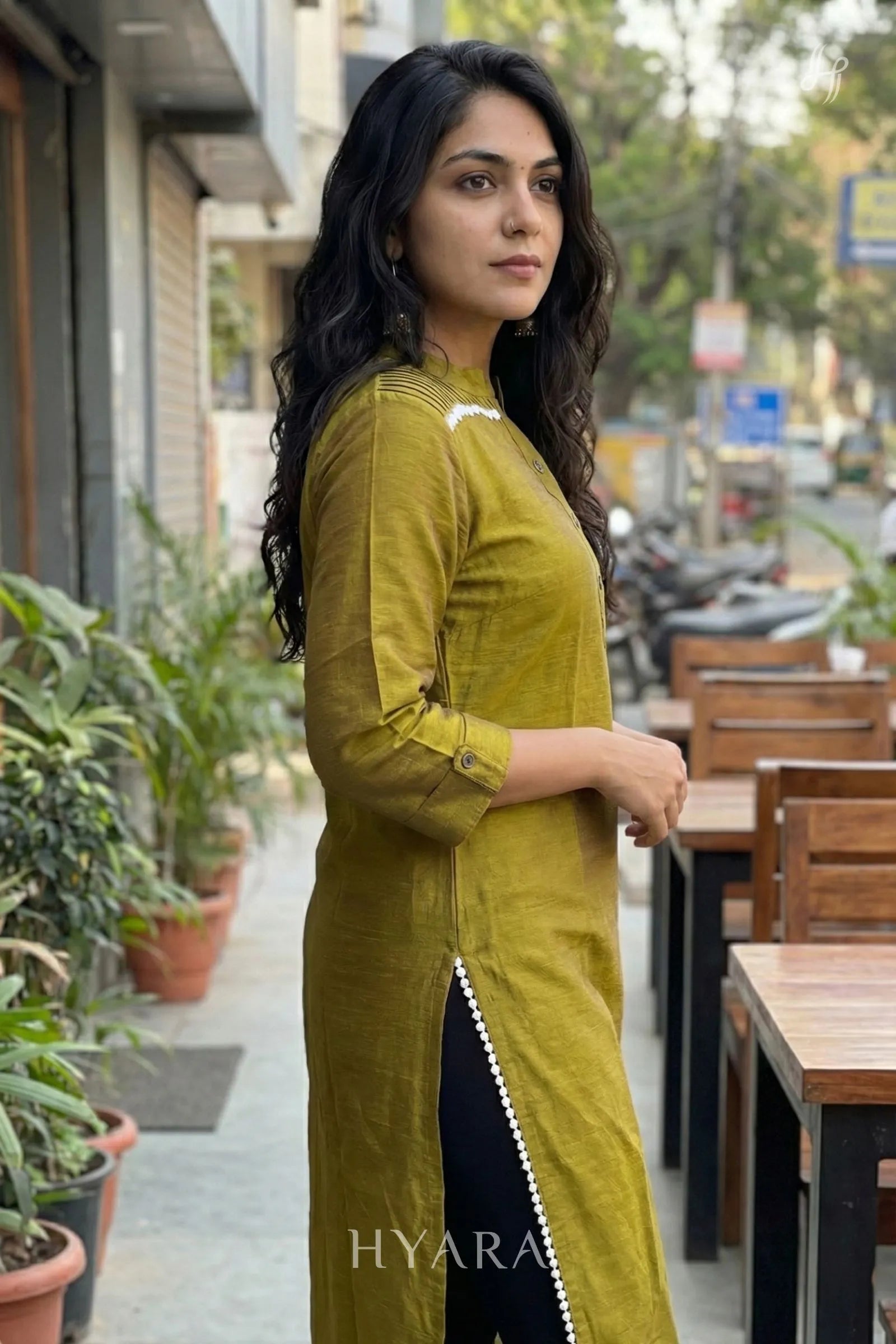 Tara Olive Kurti Top