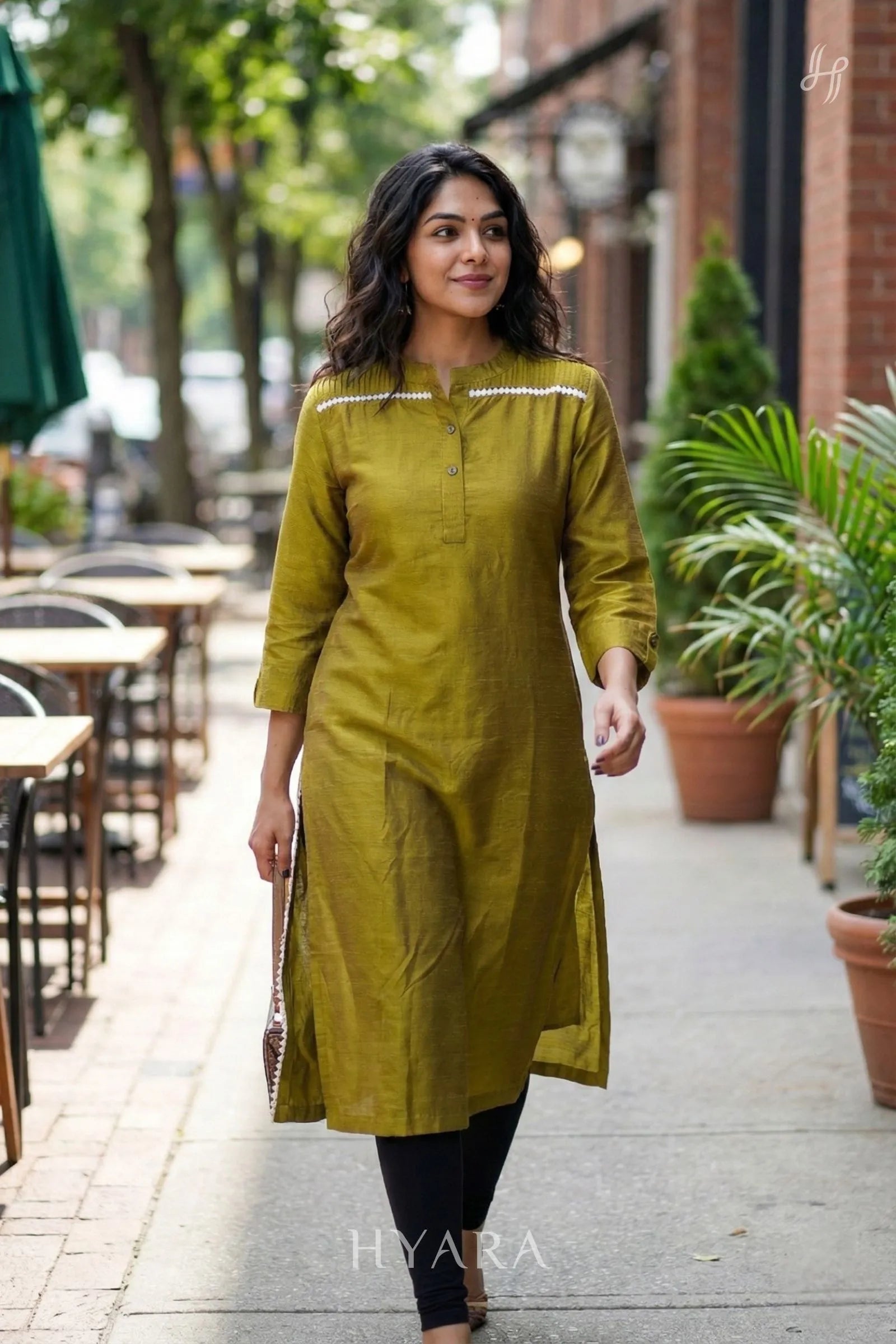 Tara Olive Kurti Top