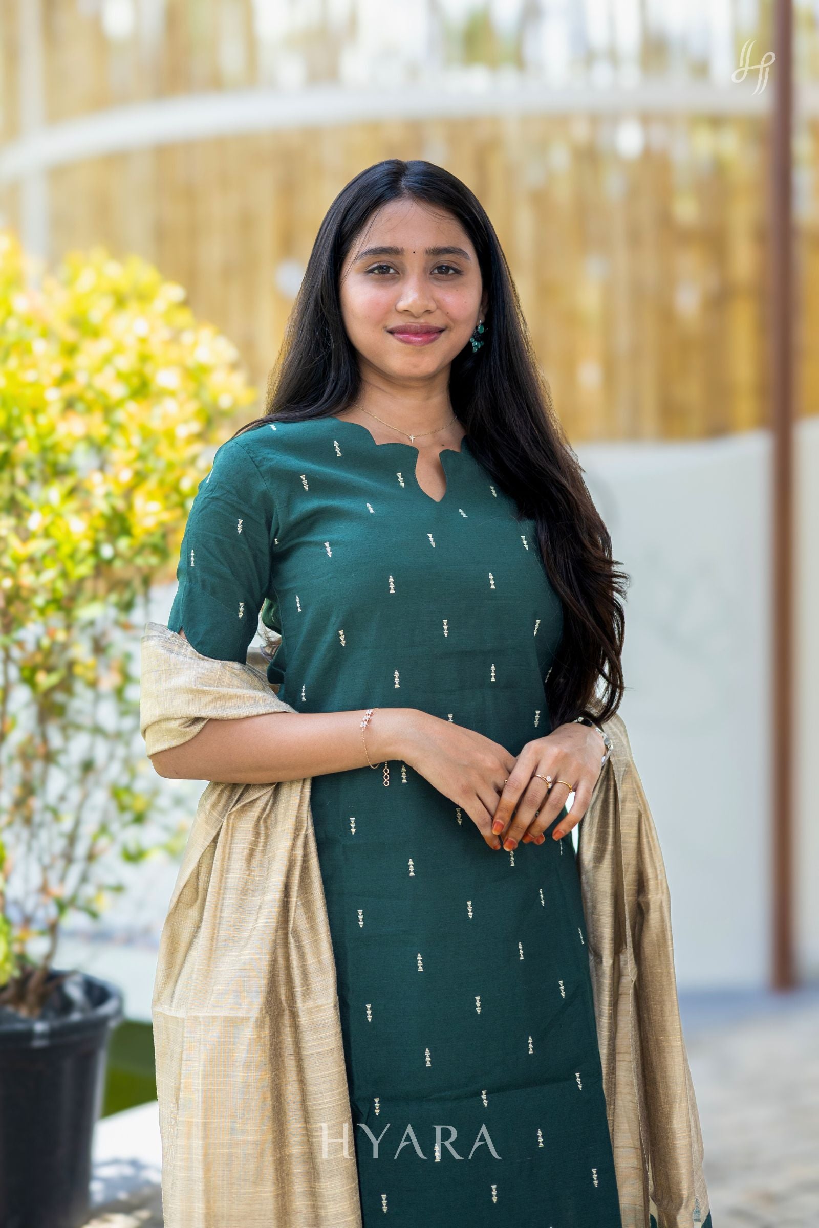 Tisha Olive Green Raw Silk Kurti Set