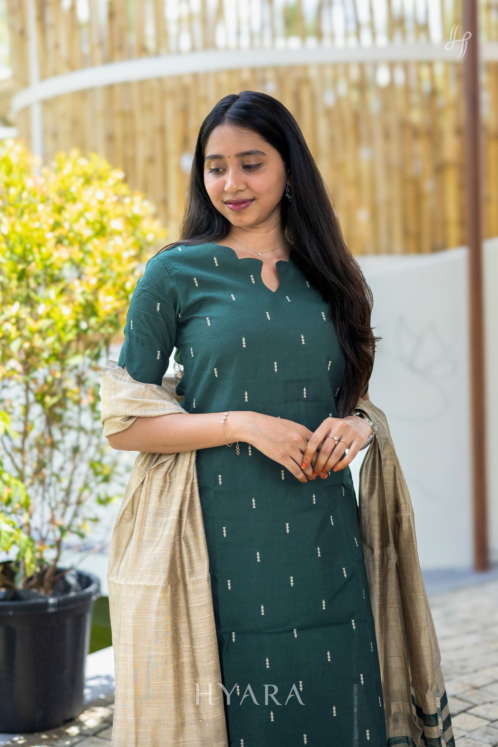 Tisha Olive Green Raw Silk Kurti Set