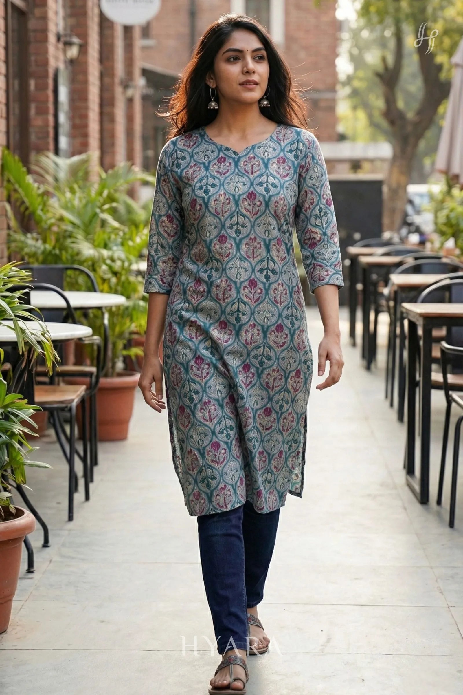 Vikas Ivory Blue Kurti Top
