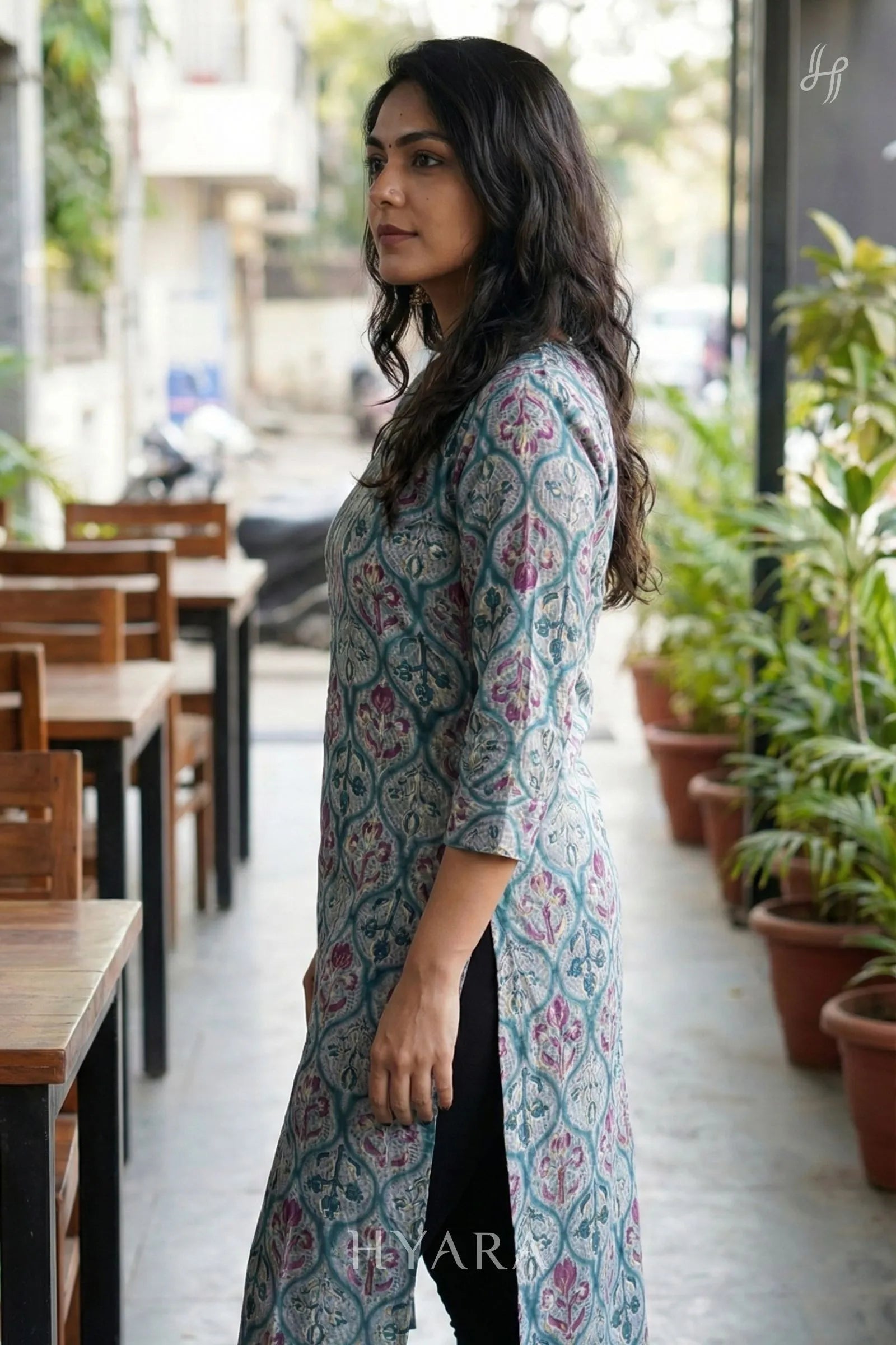 Vikas Ivory Blue Kurti Top