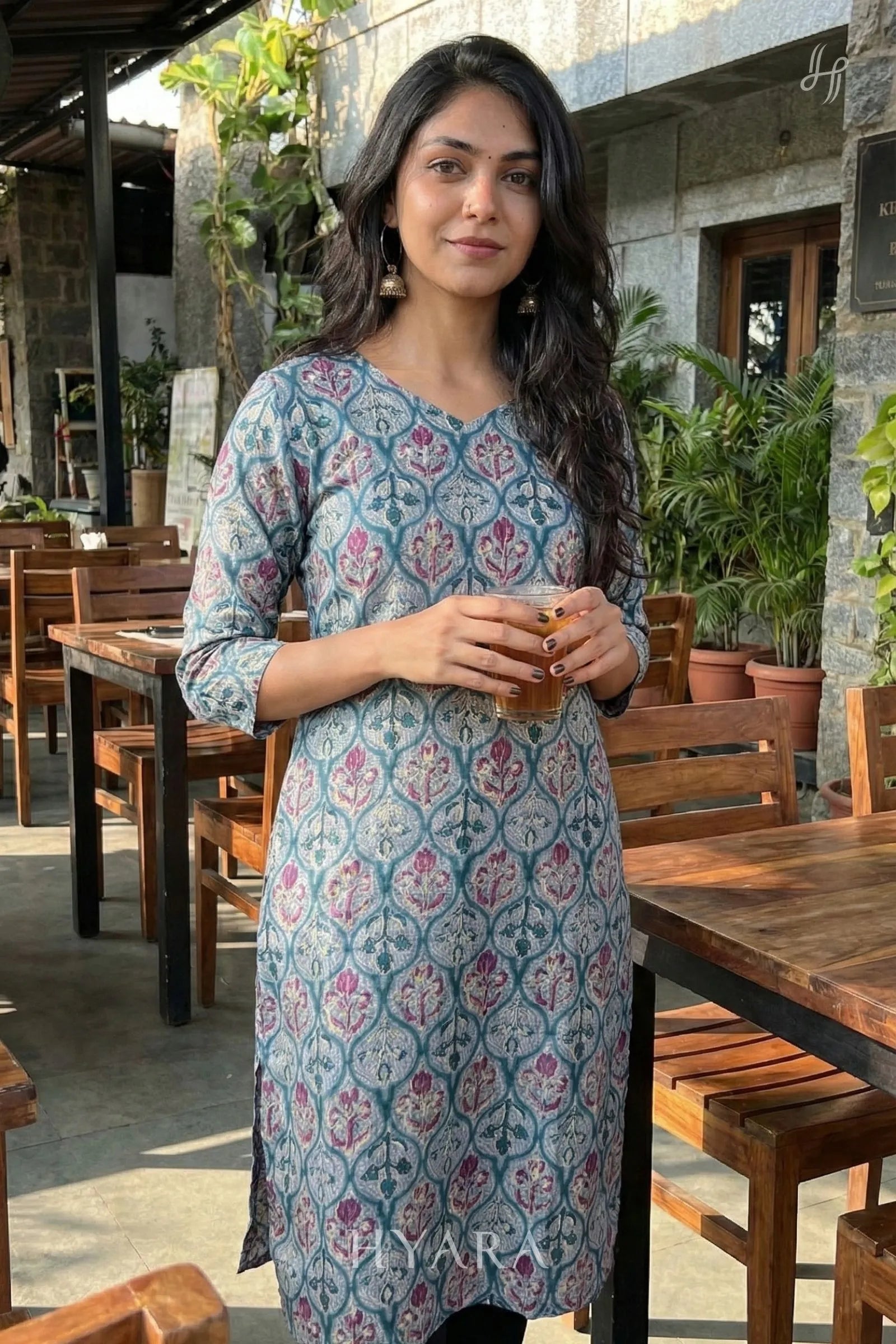 Vikas Ivory Blue Kurti Top