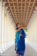 Ishya – Sky Blue & Navy Mangalagiri Cotton Suit Set
