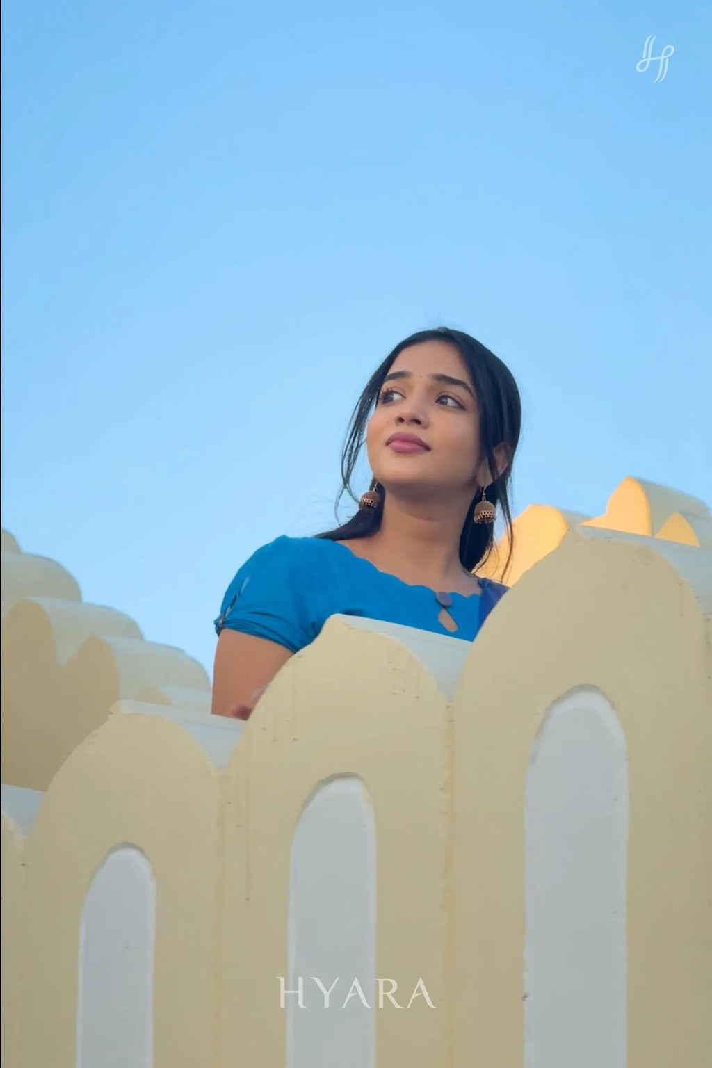 Ishya – Sky Blue & Navy Mangalagiri Cotton Suit Set