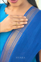 Ishya – Sky Blue & Navy Mangalagiri Cotton Suit Set