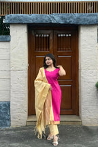 Joshika – Magenta Pink & Cream Mangalagiri Cotton Suit Set