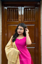 Joshika – Magenta Pink & Cream Mangalagiri Cotton Suit Set