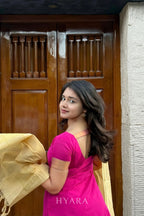 Joshika – Magenta Pink & Cream Mangalagiri Cotton Suit Set