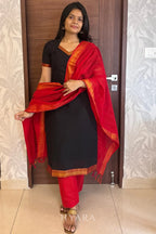 Kanmani – Black & Red Mangalagiri Cotton Suit Set