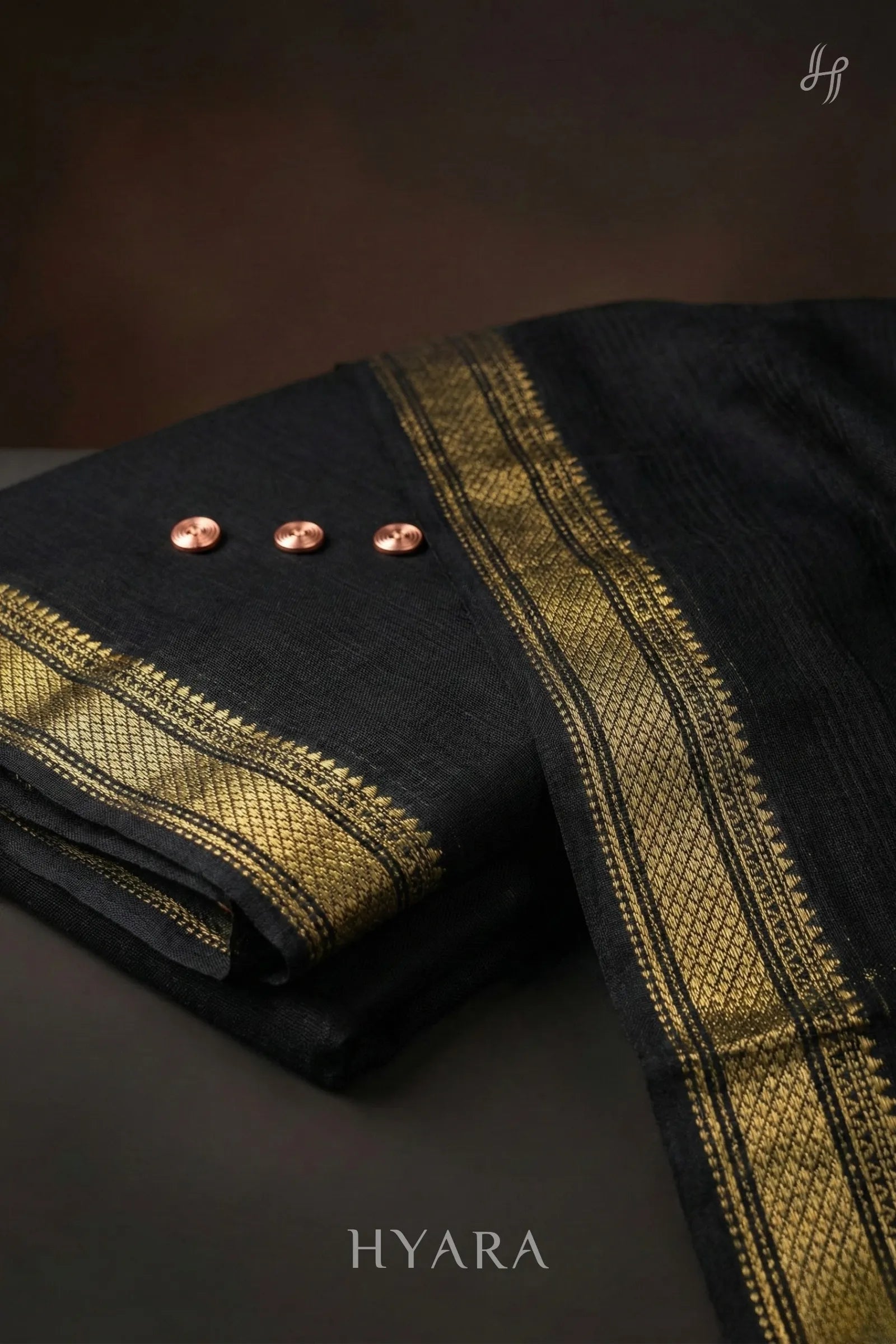 Karmagam – Black Mangalagiri Pure Handloom Cotton Unstitched Fabric