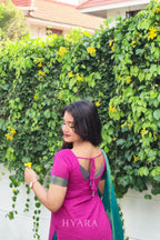 Meena – Pink & Teal Mangalagiri Cotton Suit Set