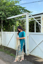 Nisha – Teal Blue Raw Silk Suit Set with Madhubani Dupatta