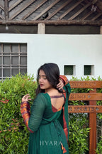Radhika – Bottle Green Narayanpet Cotton Anarkali Set