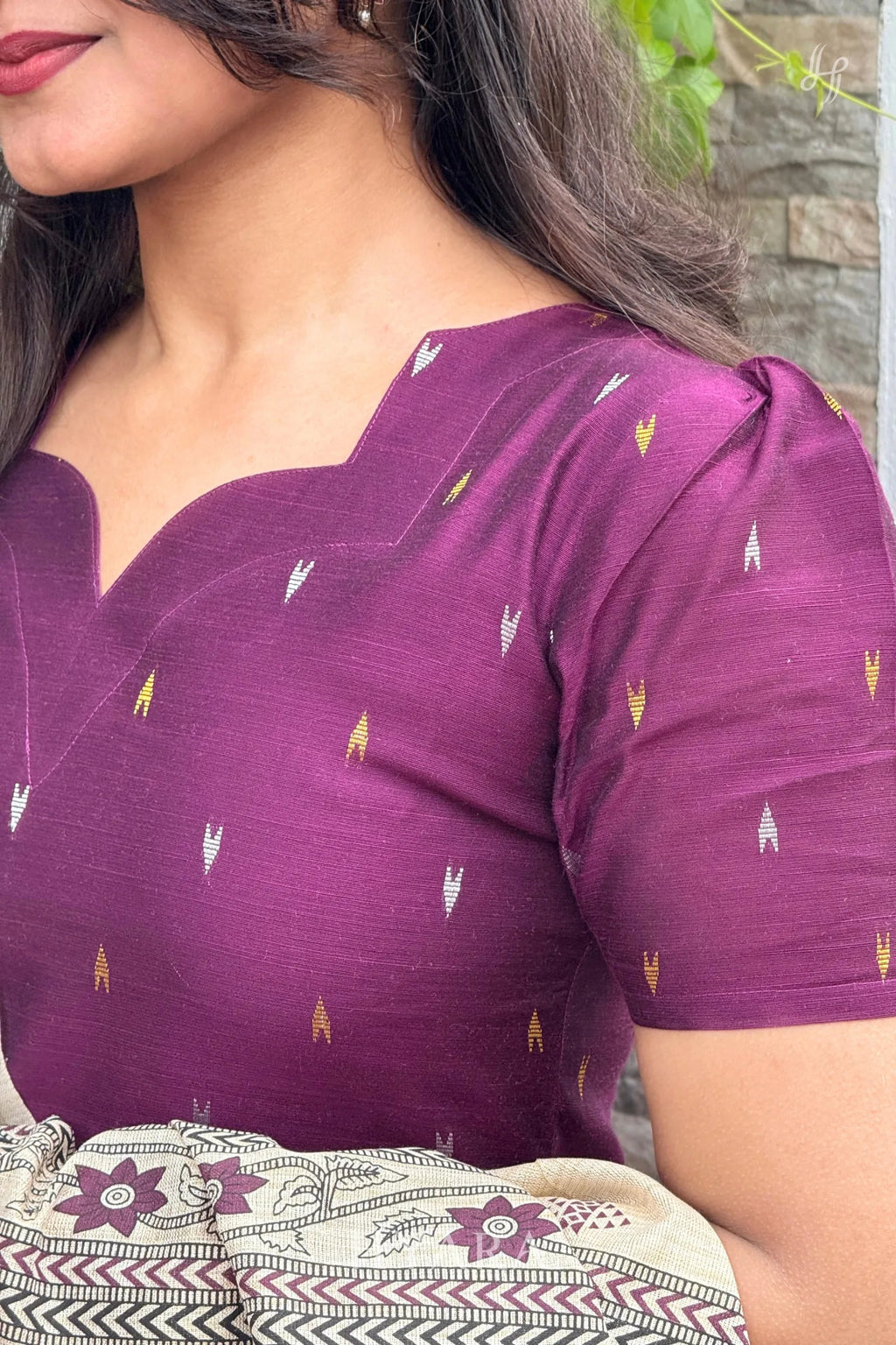 Seetha – Plum Purple Raw Silk Suit Set with Madhubani Dupatta