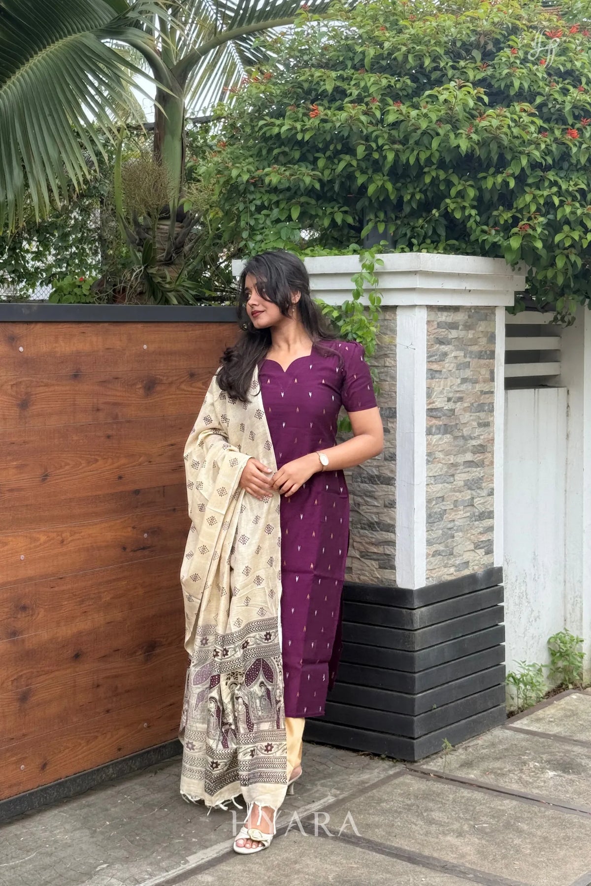 Seetha – Plum Purple Raw Silk Suit Set with Madhubani Dupatta