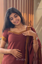 Tanvi – Brown & Gold Mangalagiri Cotton Suit Set