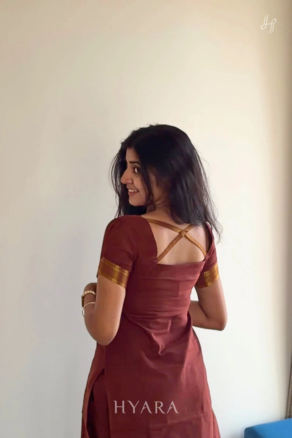Tanvi – Brown & Gold Mangalagiri Cotton Suit Set