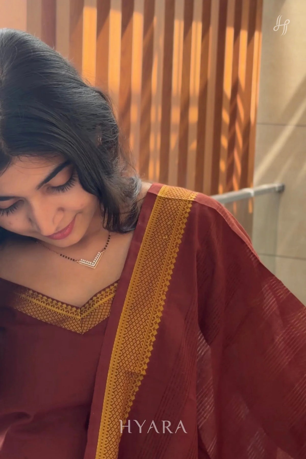 Tanvi – Brown & Gold Mangalagiri Cotton Suit Set