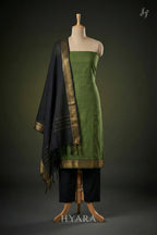 Thara - Green Mangalagiri Handloom Cotton Unstitched Fabric
