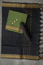 Thara - Green Mangalagiri Handloom Cotton Unstitched Fabric