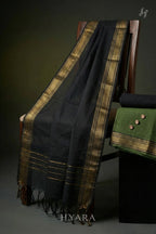 Thara - Green Mangalagiri Handloom Cotton Unstitched Fabric