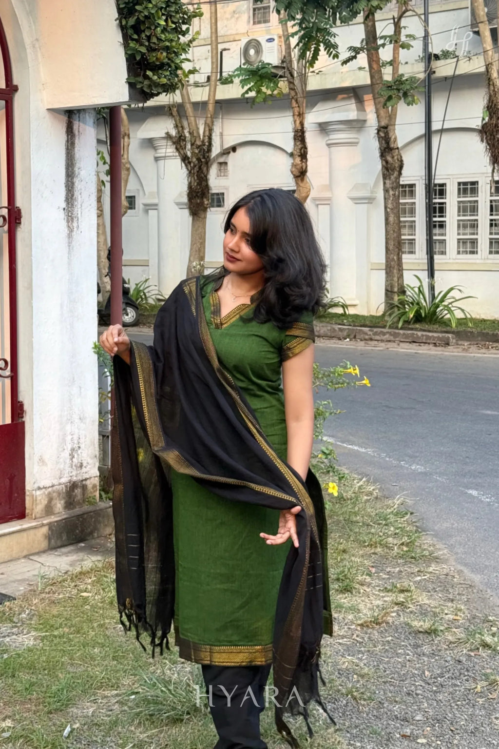 Thara - Green Mangalagiri 3 Pcs Suit Set