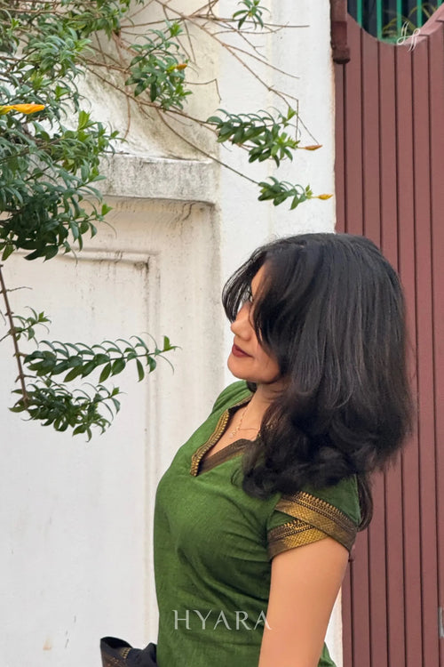 Thara - Green Mangalagiri Suit Set