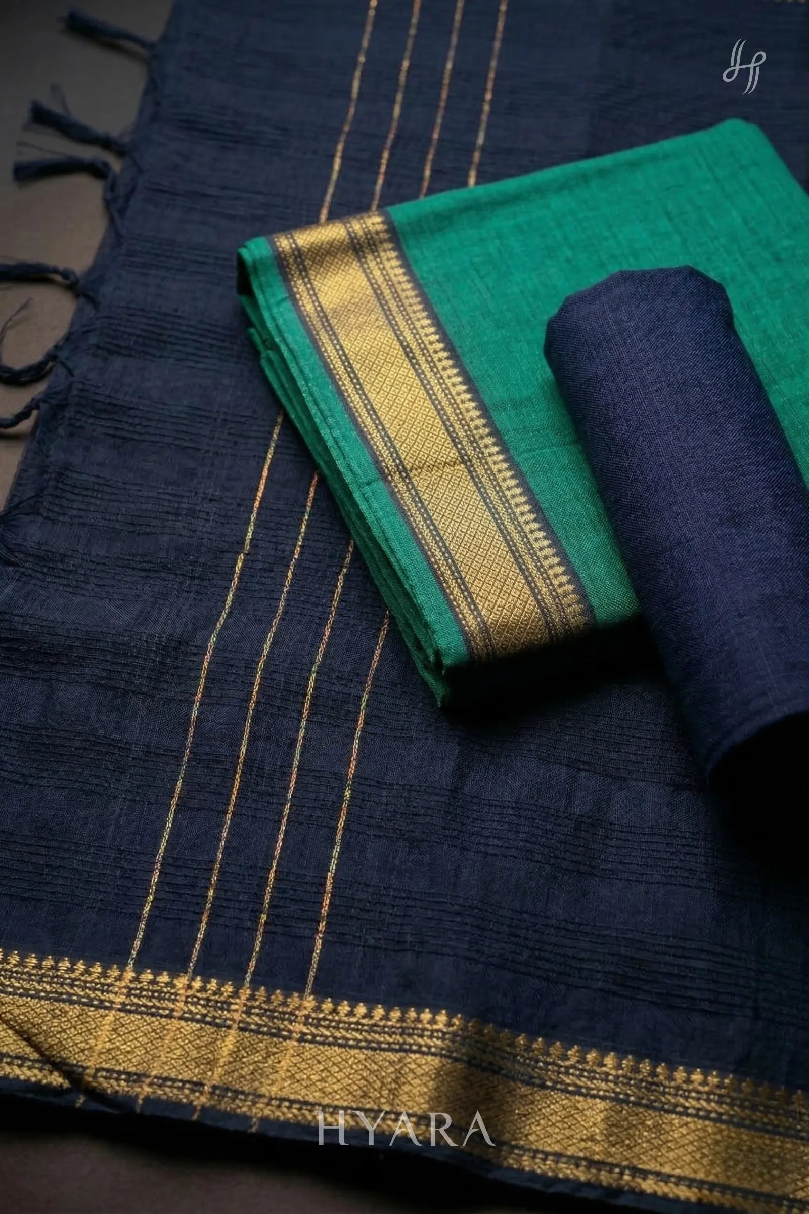 Tharani - Teal Green Mangalagiri Pure Handloom Cotton Unstitched Fabric