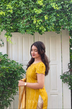 Vikashini – Sunshine Yellow Raw Silk Suit Set with Silk Dupatta