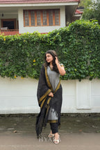 Zara – Grey & Black Mangalagiri Cotton Suit Set