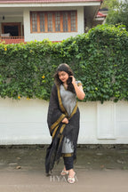 Zara – Grey & Black Mangalagiri Cotton Suit Set