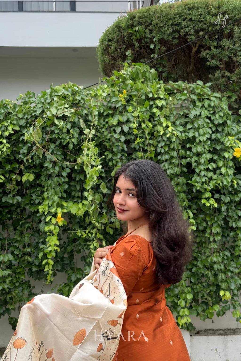 Fanta – Burnt Orange Raw Silk Suit Set with Printed Silk Dupatta