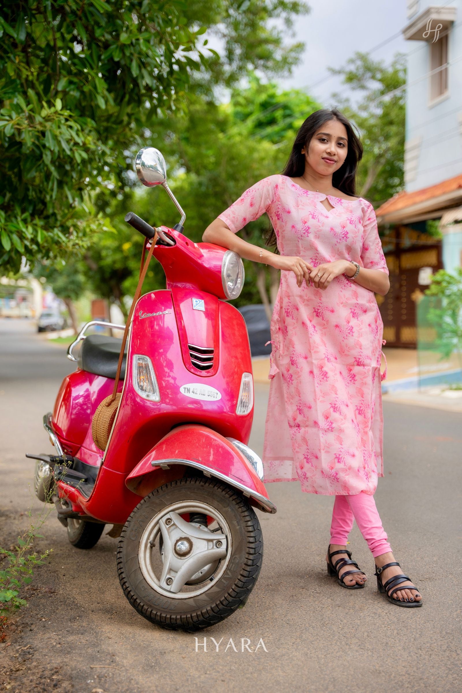 Amora – Pink Tissue Kurti with Gold Butti
