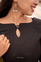 Karmagam –  Black Mangalagiri Cotton 3-Piece Kurti Set