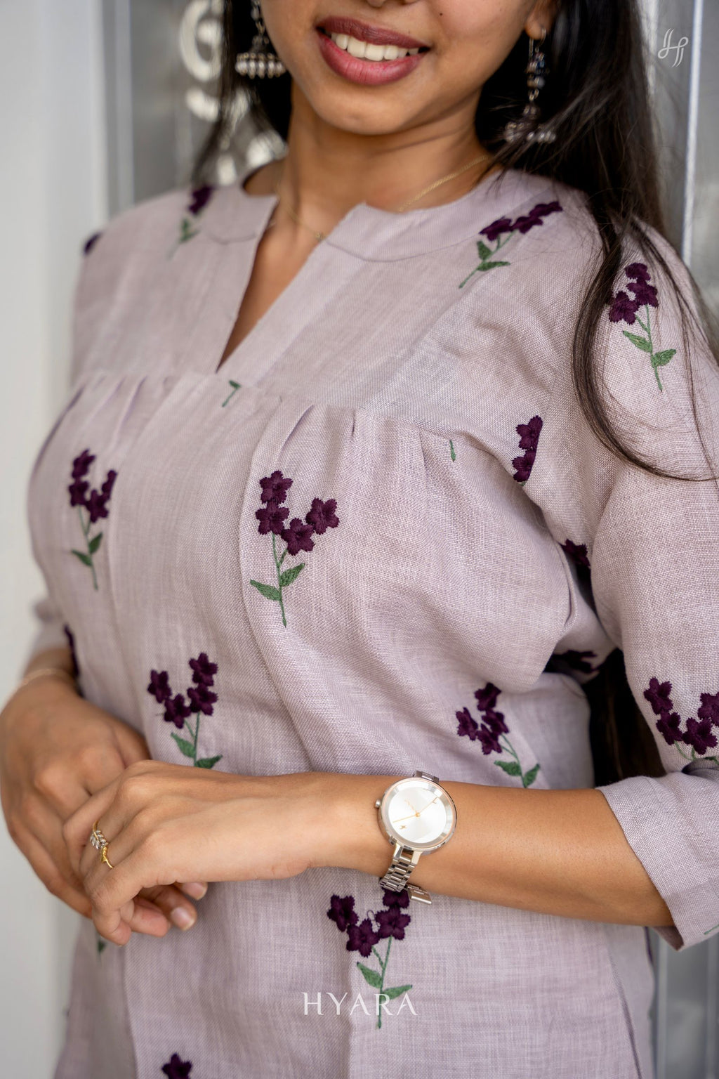 Lavanya – Elegant Floral Embroidered Short Kurti