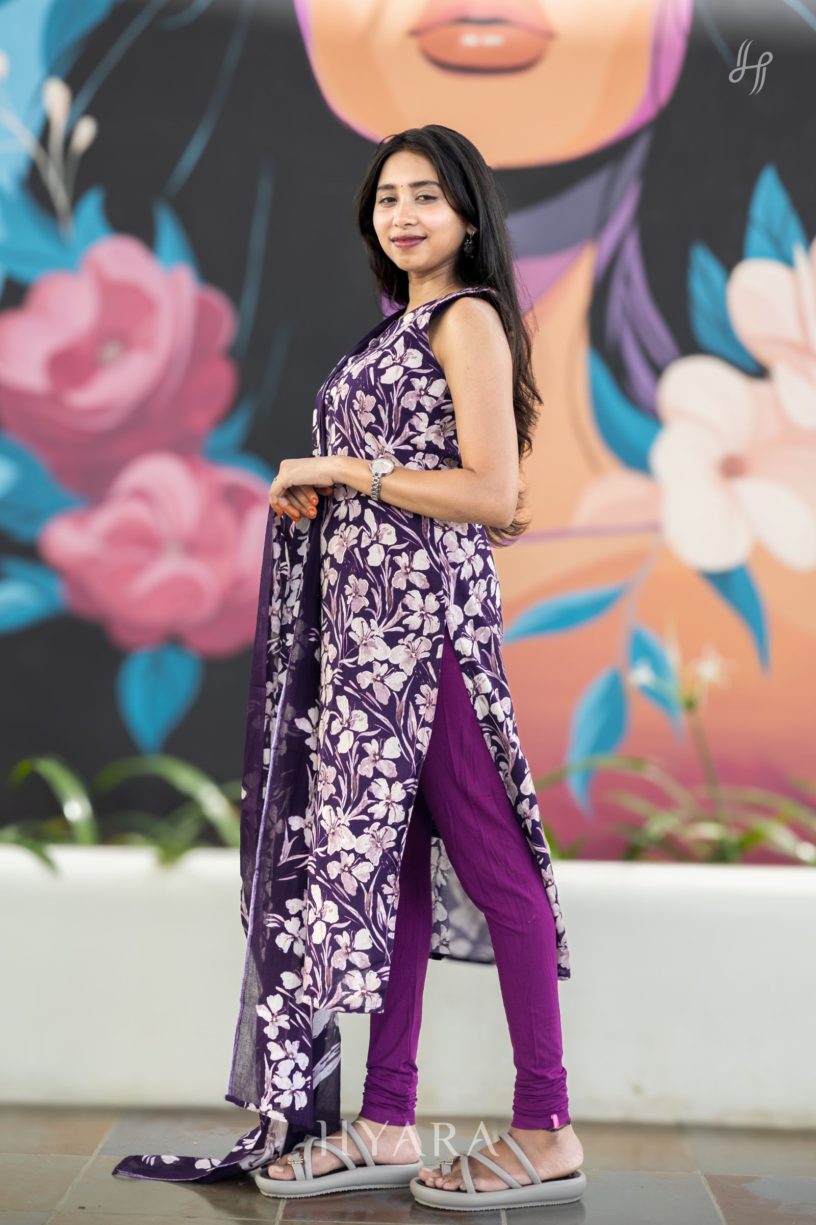 Lilac Whisper – Sleeveless Cotton Kurti with Dupatta