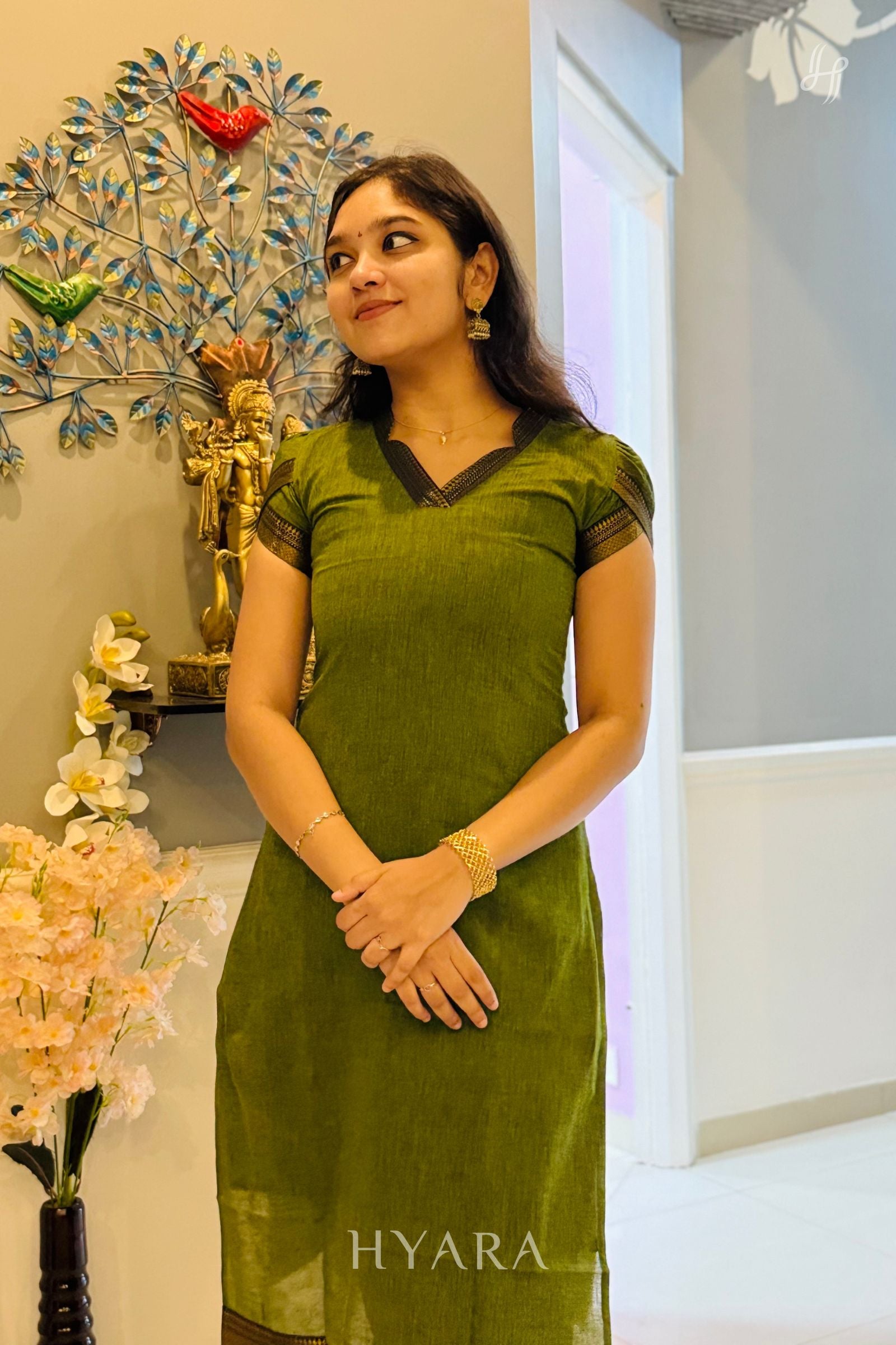 Thara - Green Mangalagiri 3 Pcs Suit Set